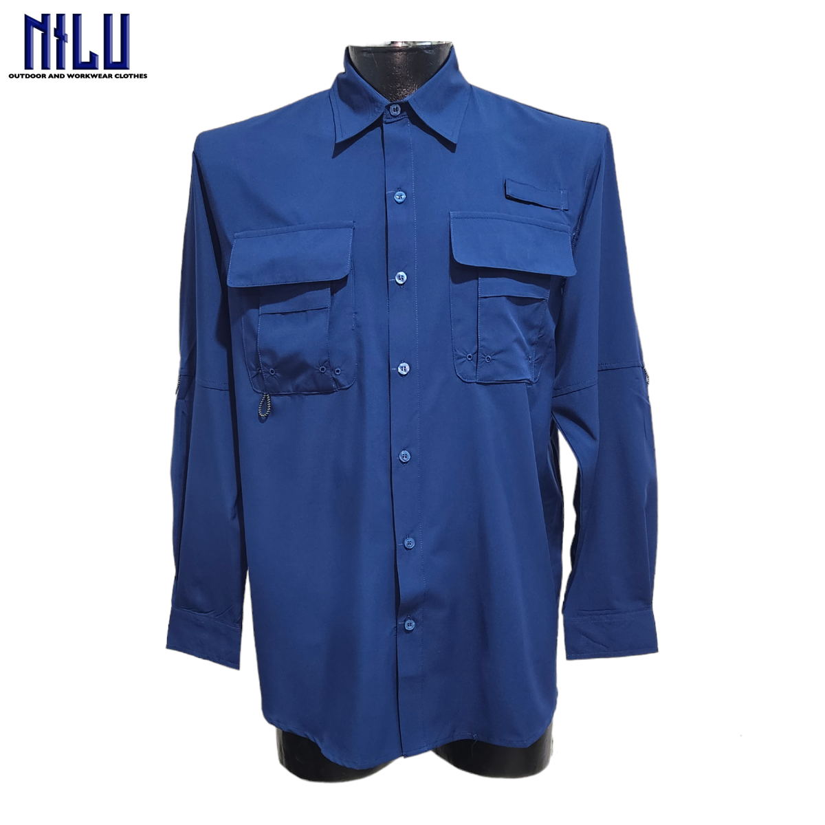 Camisa Pescador Polispandex Upf 50+ Aberturas Para Ventilar azul cobalto