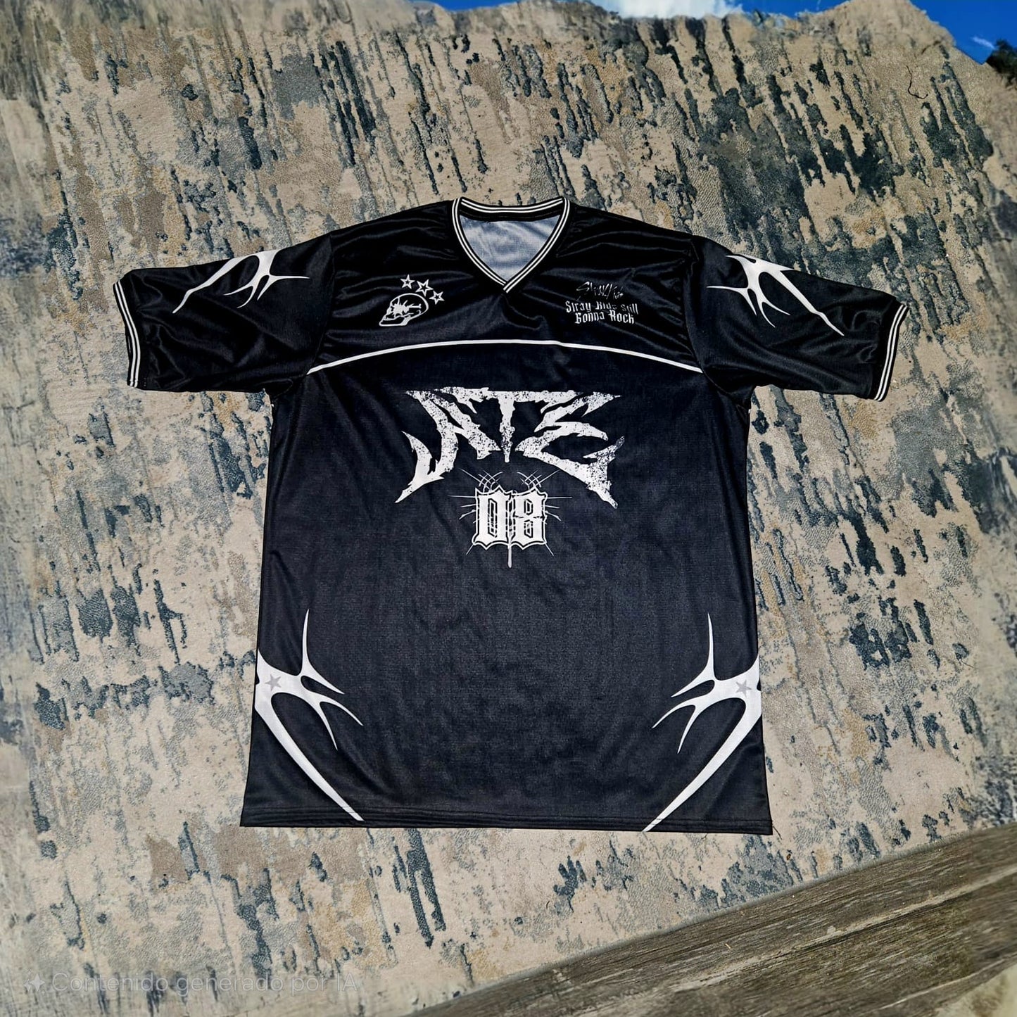 jersey negra con detalles en blanco stray kids dominate tour