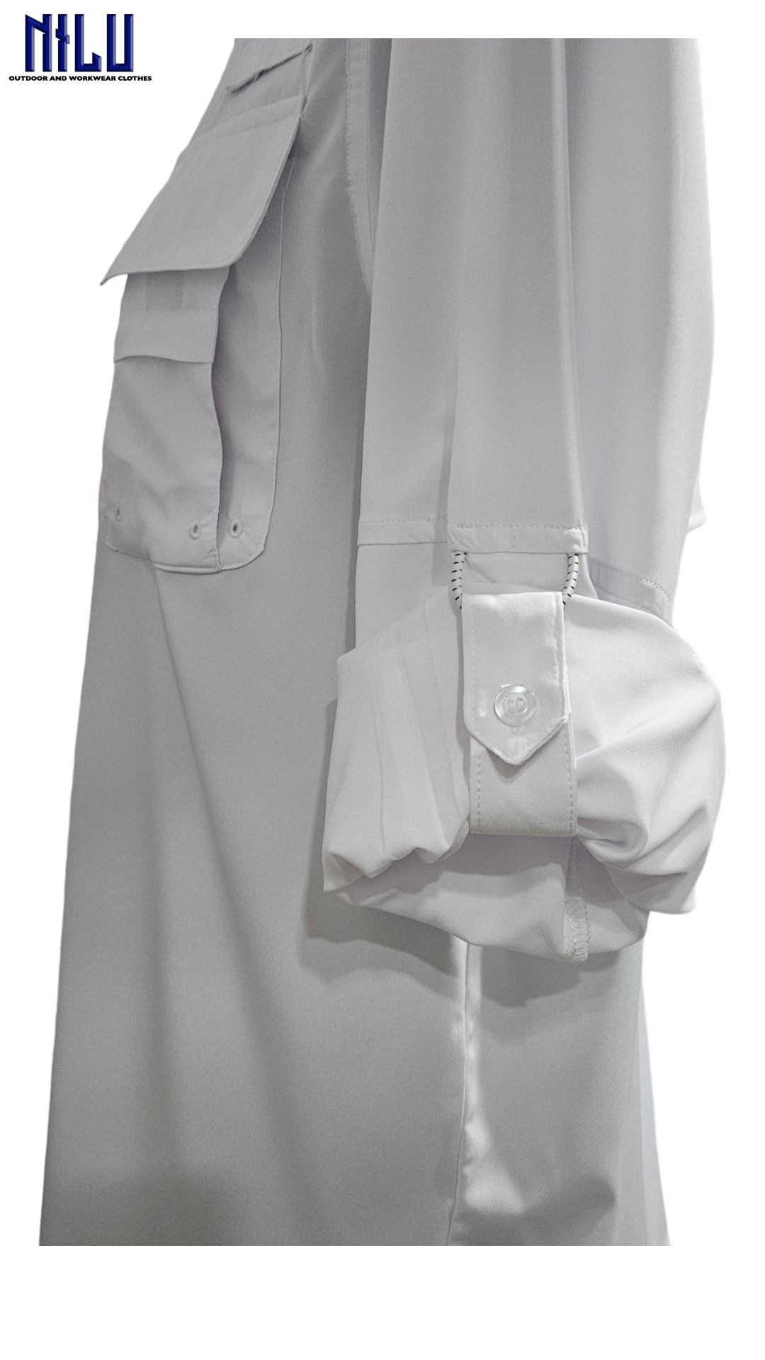 Camisa Pescador Polispandex Upf 50+ Aberturas Para Ventilar blanco