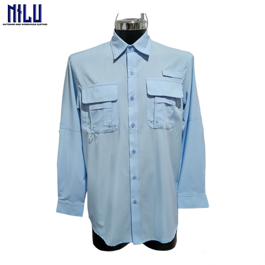 Camisa Pescador Polispandex Upf 50+ Aberturas Para Ventilar Azul cielo
