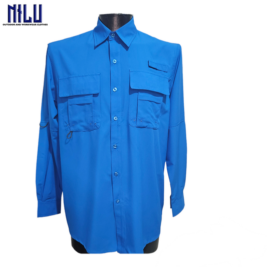 Camisa Pescador Polispandex Upf 50+ Aberturas Para Ventilar azul rey